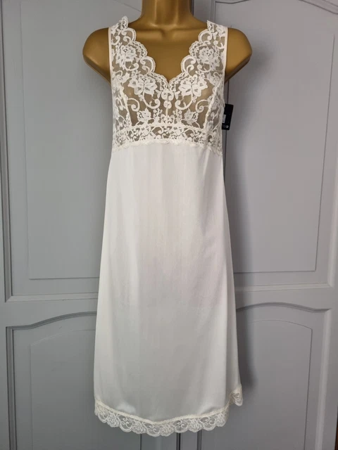 Slip Completi Donna Vintage M&S Vaniglia Raso Seta Poliestere/Poliammide Taglia 12 (Nuove)