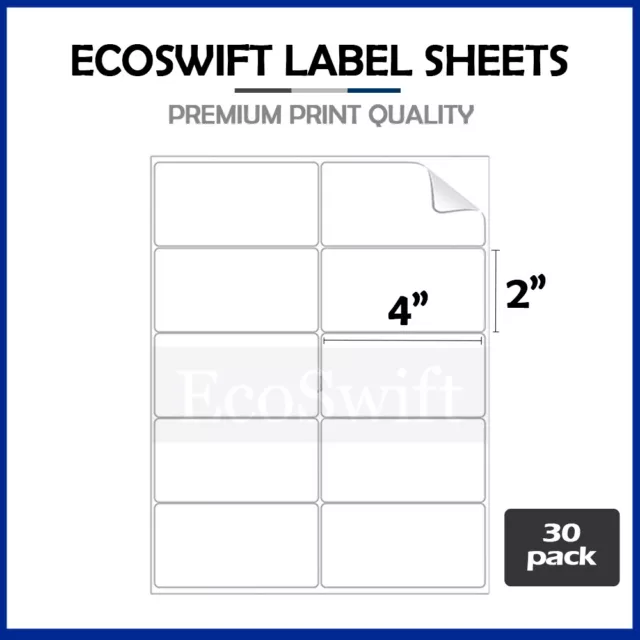 (300) 4 x 2 EcoSwift Laser/Ink Address Shipping Self-Adhesive Labels 10/sheet