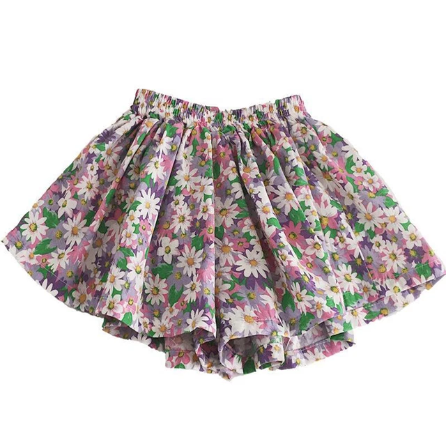 Gonna corta traspirante stampa floreale a linea gonna pantaloncini casual