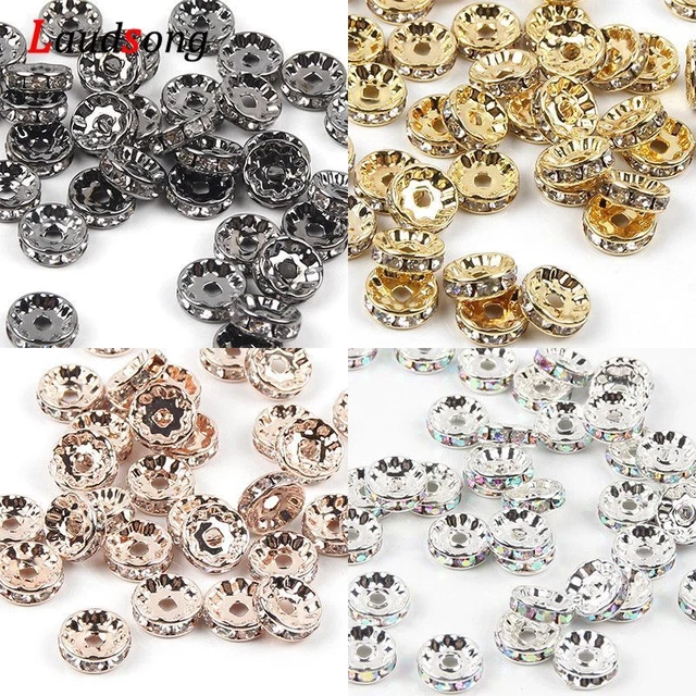Glossy Charm Spacer Bracelet Beads Jewelry Findings Making Diy Accessory 50pcs