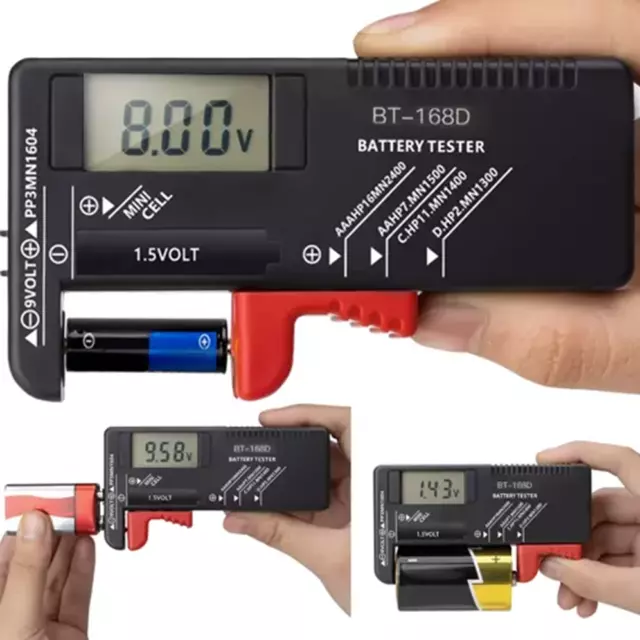 TESTEUR de batterie universel LCD Pour Pile Bouton AA/AAA/C/D/9V/1.5V numérique 2