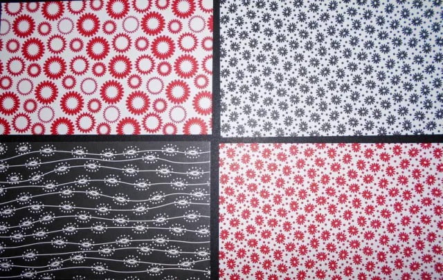 MONO BLACK /WHITE - RED/WHITE - 10 Scrapbooking/Cardmaking Papers~ 15cm x 9.5cm 2