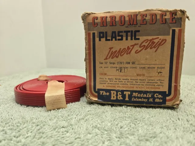 Tira de inserción de plástico Chromedge vintage década de 1950 roja para mesas de comedor