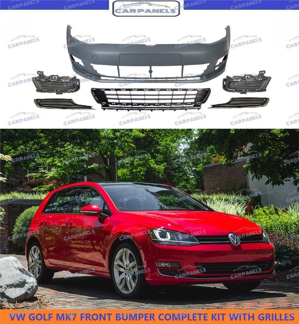 VW GOLF MK7 Front Bumper Complete Kit Primed 2012 2017 No Parking
