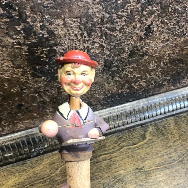 Vintage ANRI Carved Wood Cork Bottle Stopper ++  Mechanical Man Puppet