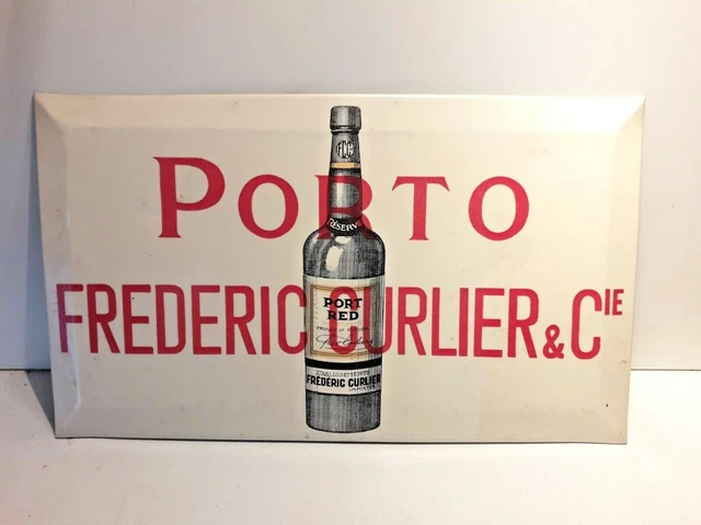Plaque en Glacoide publicitaire pub Porto  " FRÉDÉRIC CURLIER & Cie"