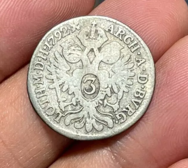 1792 Austria 3 Kreuzer silver coin Low Grade