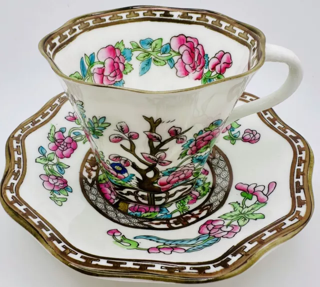 Vintage England Coalport Cup & Saucer “Indian Tree” Asian Rose Floral Teacup