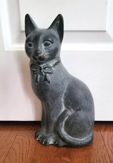 Virginia Metalcrafters Cat with Bow Doorstop Cast Iron Statuette Indoor/Outdoor