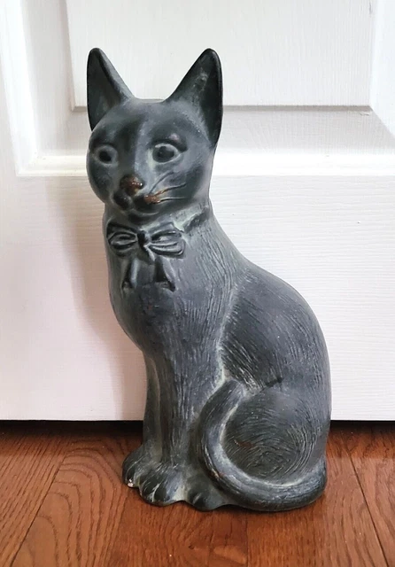 Virginia Metalcrafters Cat with Bow Doorstop Cast Iron Statuette Indoor/Outdoor