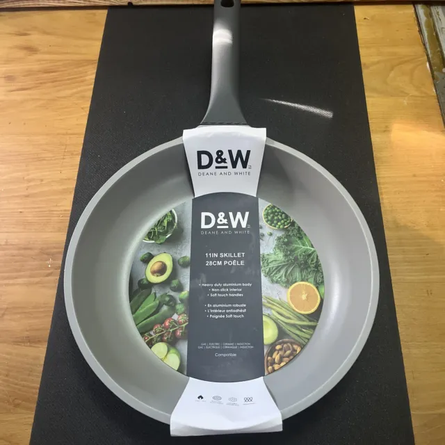 D&W Frying Pan Nonstick Skillet 11 inch Deane & White Cookware 2 Inch Deep  Black