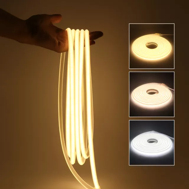 AC 220V-240V Neon LED COB Strip Light Flexible Rope IP65 Waterproof 280LED/M