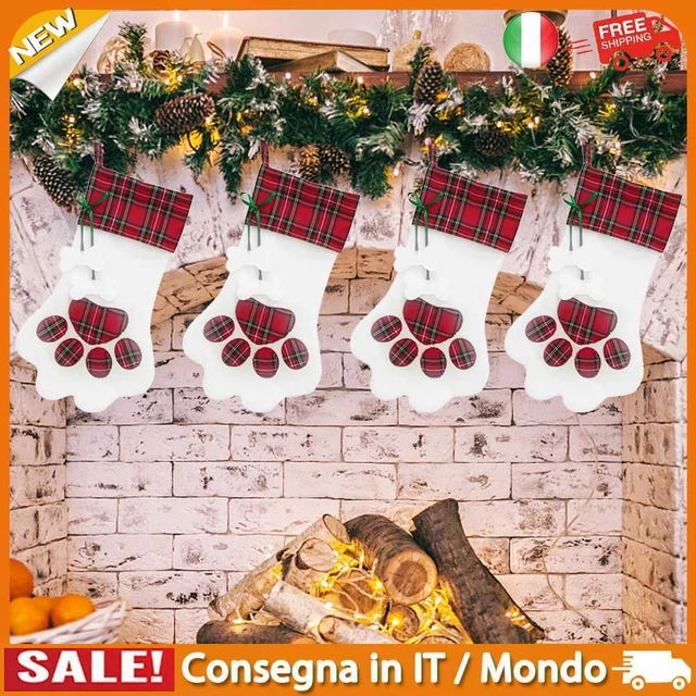 IT Cute Plaid Candy Bag Hanging Ornaments Christmas Stocking Sack Decoration (Re