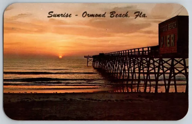 Vintage Postcard~ Sunrise~ Pier At Ormond Beach, Florida, FL