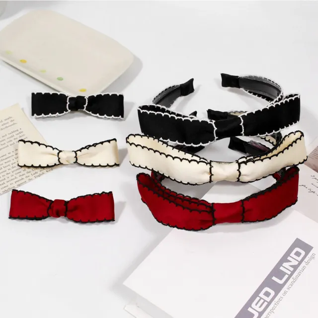 Korean Simple White Black Hair Accessories Bownot Hair Clip Hair Hood Headband