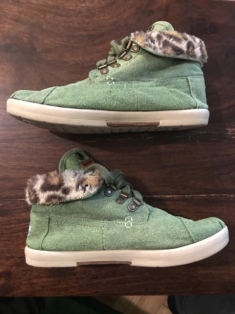 Toms High-Top Faux Fur Olive Sneakers, Canvas Shoes -  Women’s US 7W