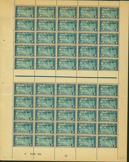 French Colony Inini 1932- MNH stamps.Yvert Nr.: 21. Sheet of 50. (EB) AR1-01215