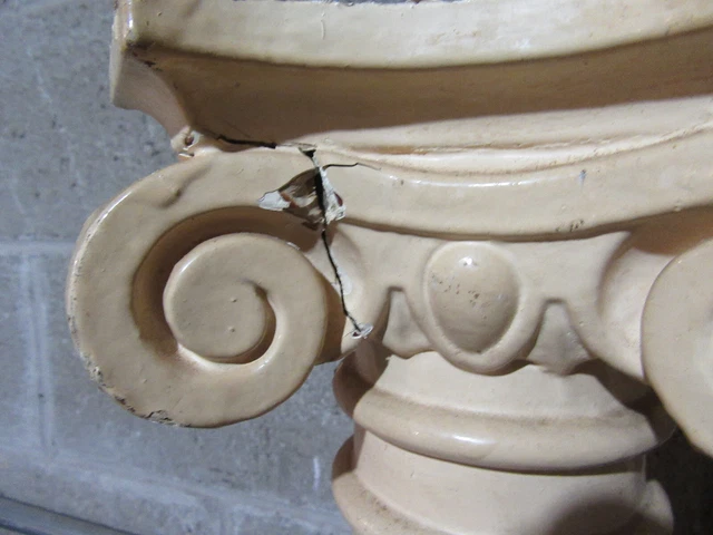 ~ Pair Antique Cherry Wood Columns With Ornate Capitals ~ 30" ~ Salvage 6