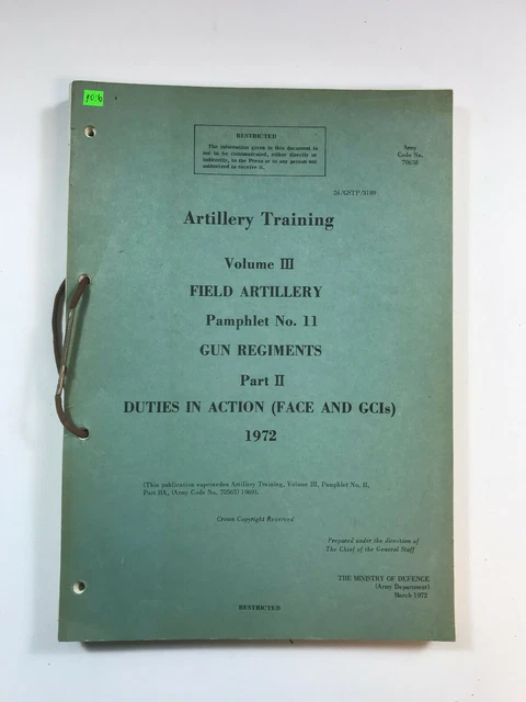 ARTILLERY TRAINING VOL III Field Artillery Pamphlet No. II Gun ...