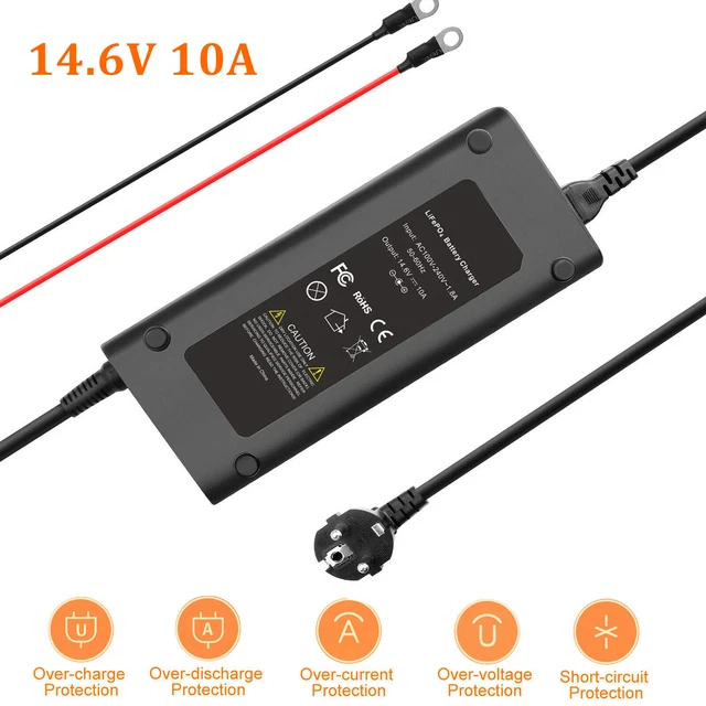 Cargador de batería Shentec 14.6V 10A LiFePO4 fosfato de litio cargador de batería UE