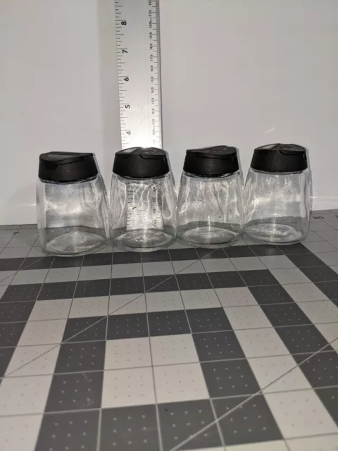 IKEA Spice Jars Glass Shakers Screw On Black Lids 5 oz Set Of 4