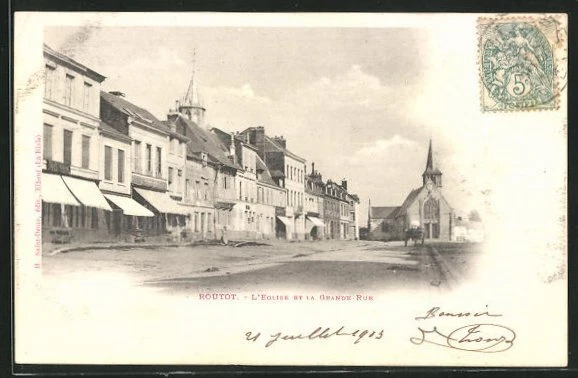 CPA Routot, L´Eglise et la Grande Rue 1903
