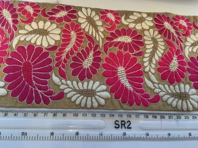 Ruban brodé 15 cm fleur artisanat sari bordure bordure panneau de ceinture 1 yd