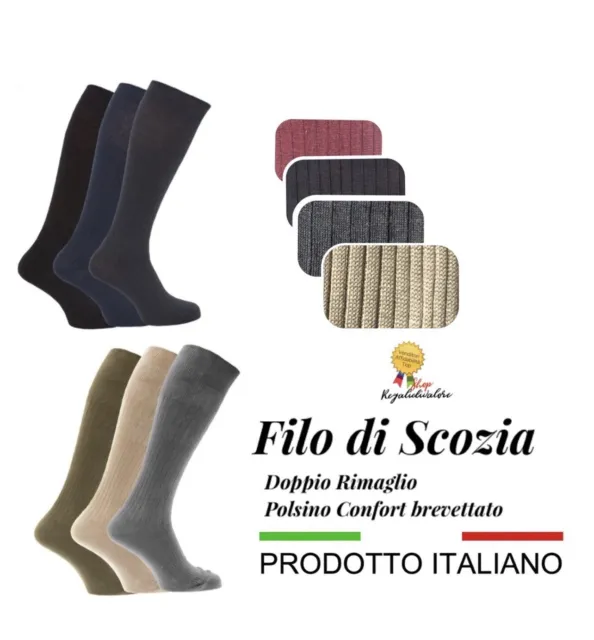 12 paia di calze FILO DI SCOZIA  uomo lunghe calzini cotone MADE ITALIA