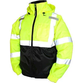 Tingley J26112 Bomber II Hooded Jacket, Fluorescent Yellow/Green/Black, XL