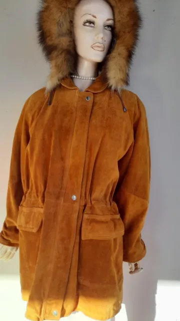 Gf Cappotto In Vera Pelle Scamosciata Nuovo Con Etichette Tg L