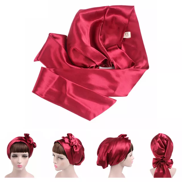 Silk Night Sleep Cap Hair Bonnet Hat Head Cover Satin Turban Wrap Hair Care LSTS