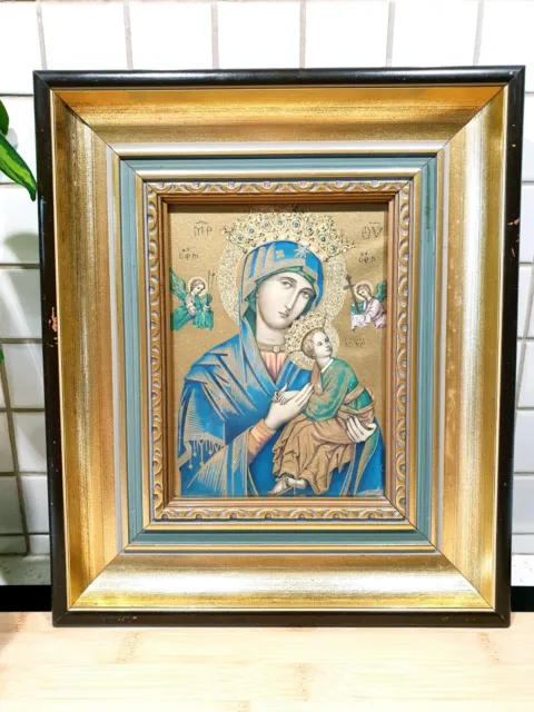 Virgin Mary Our Lady Of Perpetual Help Catholic Religious Art Print Vintage 70s