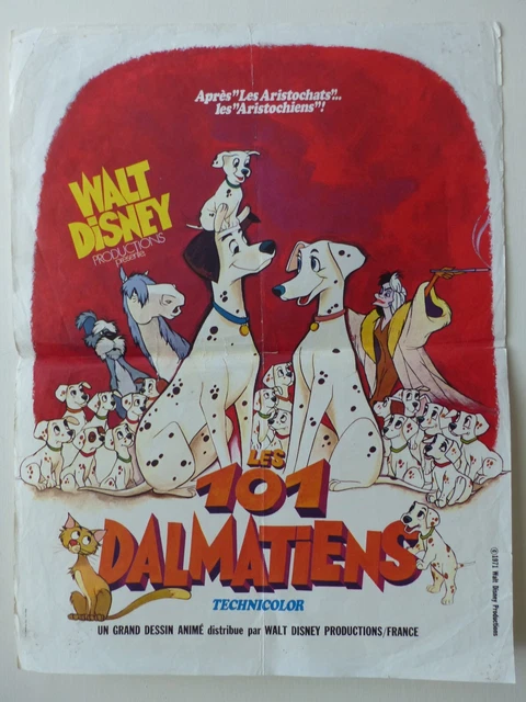 rare affiche 40x60 de 1971- LES 101 DALMATIENS - Walt DISNEY