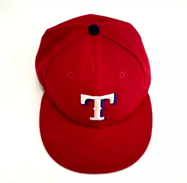 Texas Rangers Fitted Hat 7 3/8 Baseball Cap Red New Era 59Fifty MLB Ball Adults