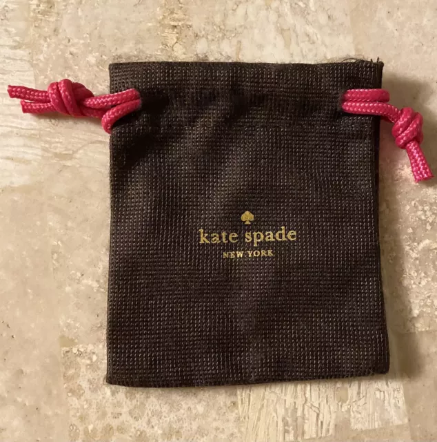 Kate Spade Mini Dust Gift Bag Jewelry Protector Storage Brown Gold Pink 4x 3.5”