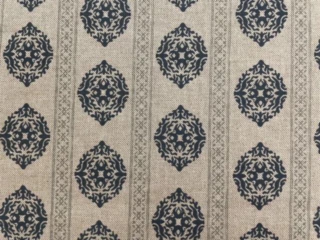 Consort Stripe Morris Linen Fabric BLUE  GREY Curtain Blind Upholstery Craft