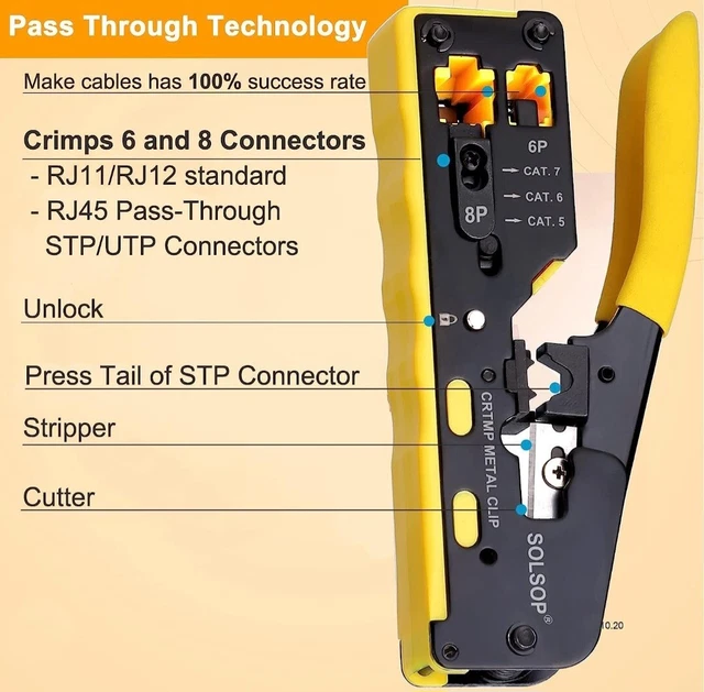 Kit di Strumenti di Crimpatura Pass Through RJ45