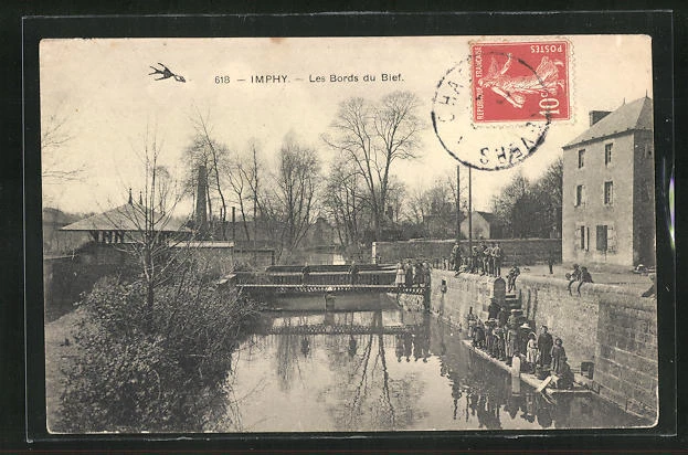 CPA Imphy, Les Bords du Bief 1910