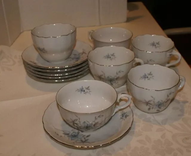 Royal Bohemian Fine China Fantasy MIXED LOT 8 SAUCERS, 7 COFFEE CUPS, 6 TEACUPS