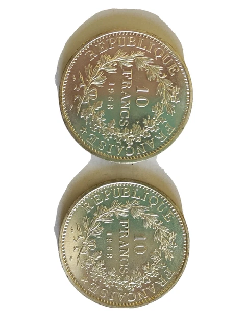 Lot de 2 Pièces de 10 Francs Argent Hercule 1968
