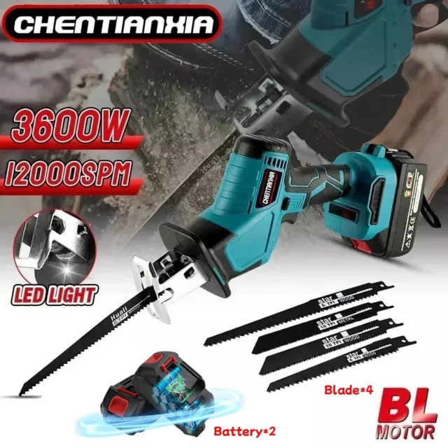2 Batteries Reciprocating Saw Cordless 21V Hand Saw Electric Wood Metal Cutter