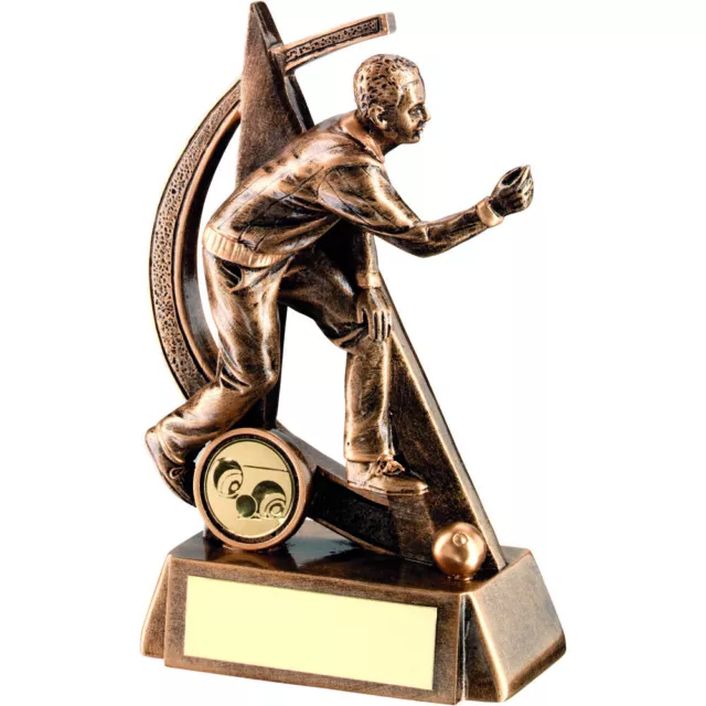 Lawn Bowls Male Bowler Award Antique Gold Sport Trophy - FREE Engraving 2 sizes