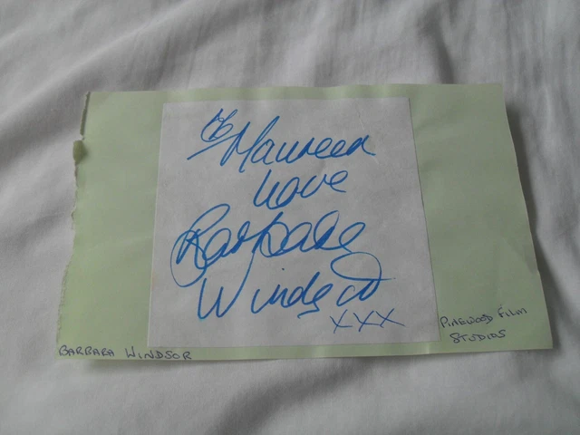 BARBARA WINDSOR AUTOGRAPH  Signed autograph book page CARRY ON FILMS, EASTENDERS