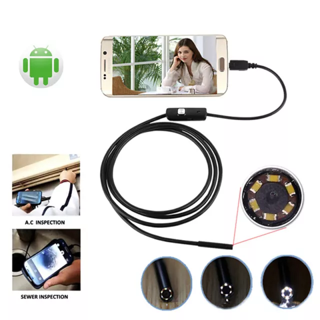 7mm 1-10m Micro USB + USB Inspektionskamera Endoskop für Android Phone MD ZF