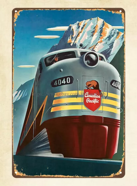 affordable wall art 1952 railroad train railway Canadian Pacific metal tin sign