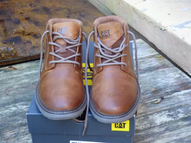 CAT TREY MENS Boots Shoes Fashion Leather Lace Up 5 12 Brown