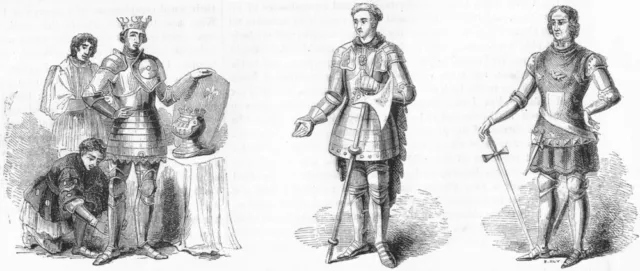 PEERS. Henry V, Montacute Salisbury; Thomas Erpingham 1845 old antique print