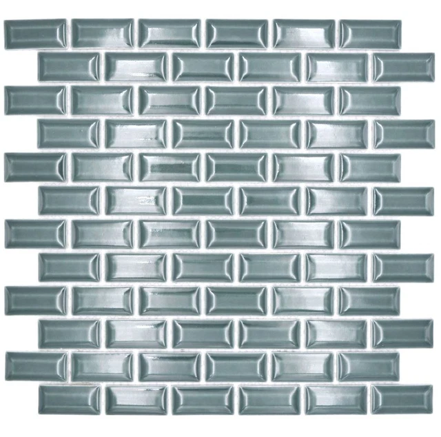 Azulejos de mosaico de cerámica vendaje de pared compuesto liso verde gris pared de cocina | 10 alfombras