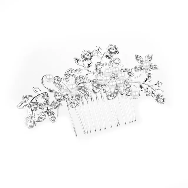 Flower Wedding Bridal Hair Accessories Comb Clips Piece Crystal Diamante Pearls