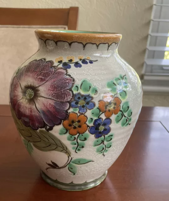 Original Signed 2525 BERTINO Royal Zuid Holland GOUDA Hand Painted Vase 3